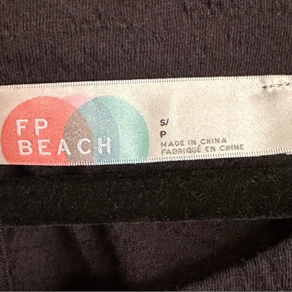 FREE PEOPLE Beach Get Obsessed Relaxed Gauzy Babydoll Mini Dress Black Sz Small - Picture 11 of 13